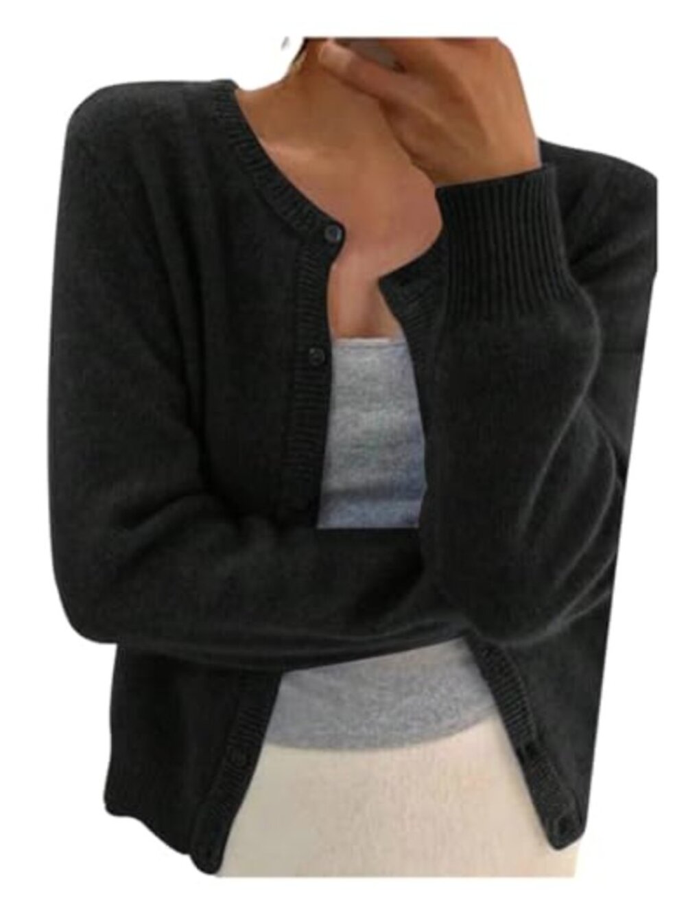 Womens Knit Cardigan Button Down Long Sleeve Casual